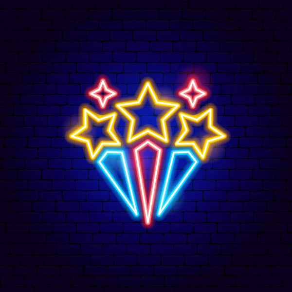 Fireworks Star Neon Sign — Stock Vector