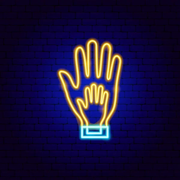 Vader Kind Hand Neon Teken — Stockvector