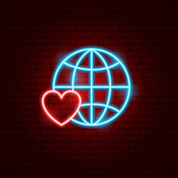 Wereld Liefdadigheid Neon Sign — Stockvector