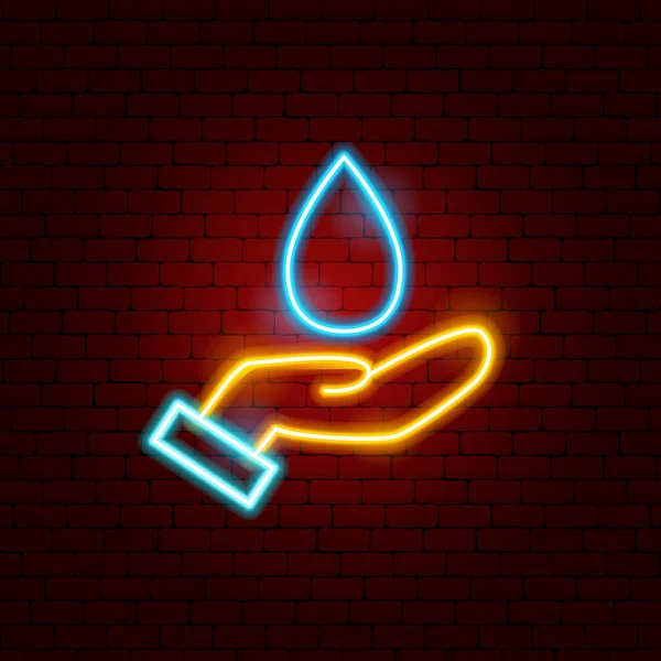 Water Donation Neon Sign — Stock Vector