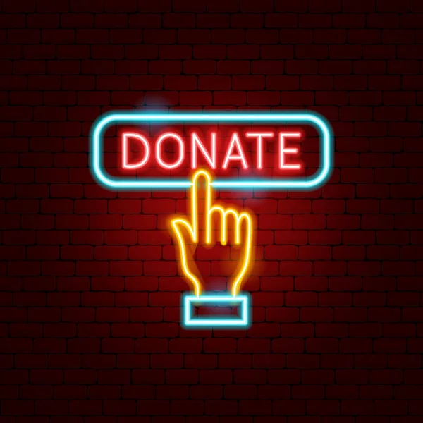 Donate Neon Sign — стоковый вектор