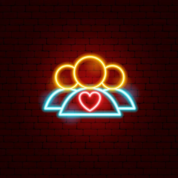 Liefdadigheid Mensen Neon Sign — Stockvector