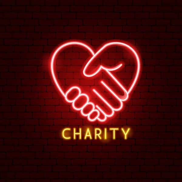 Charity Neon Label — Stockvektor