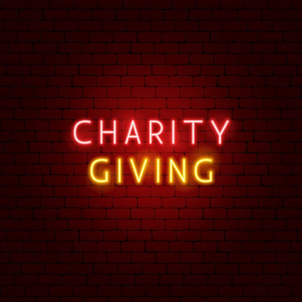 Charity Giving Neon Text — Stockvektor