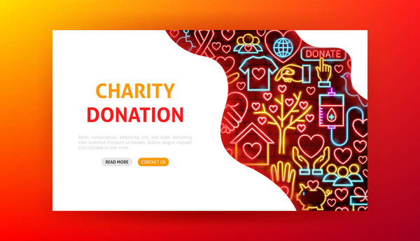 Charity Donation Neon Landing Page