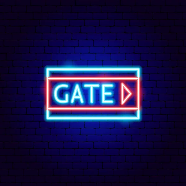Airport Gate Neon Sign Illustration Vectorielle Promotion Avion — Image vectorielle