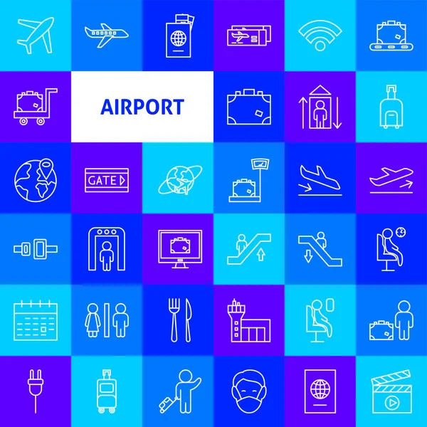 Airport Line Icons — Stock Vector