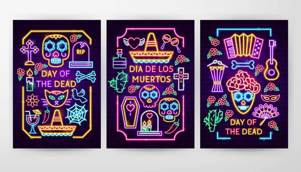 Dia De Los Muertos Flyer Conceitos — Vetor de Stock