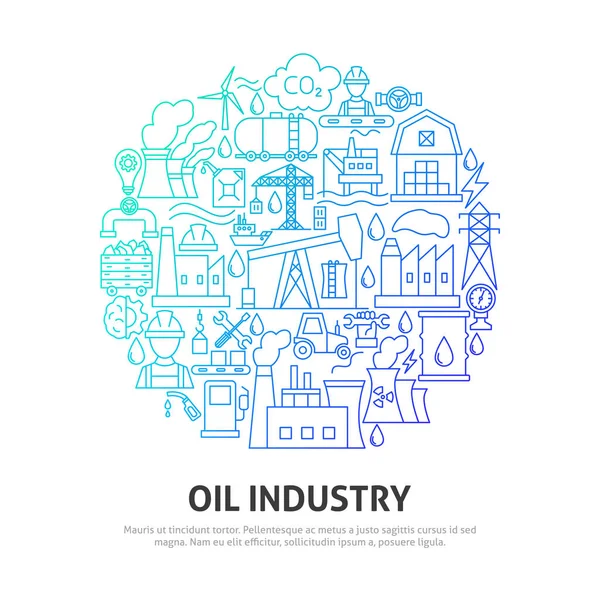 Concepto de círculo de la industria petrolera — Archivo Imágenes Vectoriales