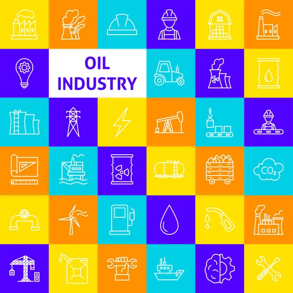 Iconos de línea de la industria petrolera — Archivo Imágenes Vectoriales