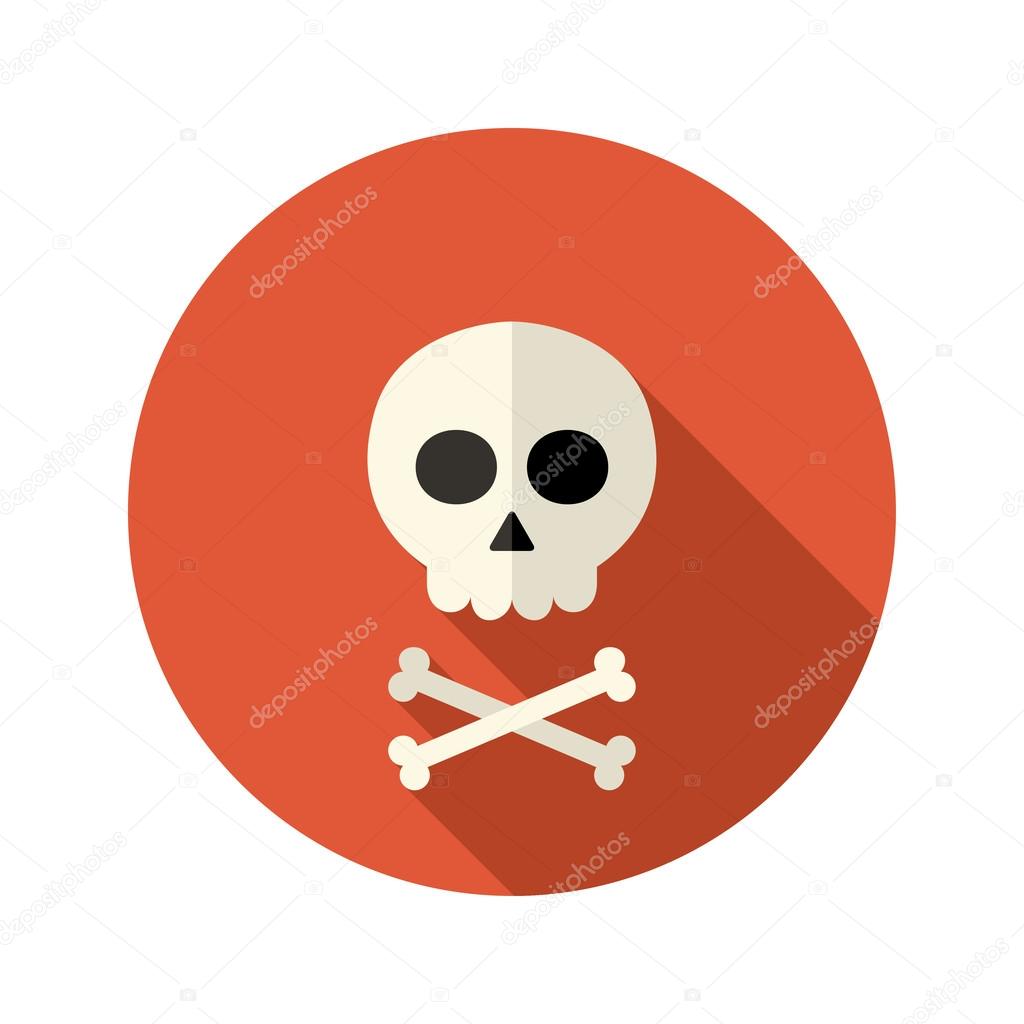 Halloween skull flat circle icon over red