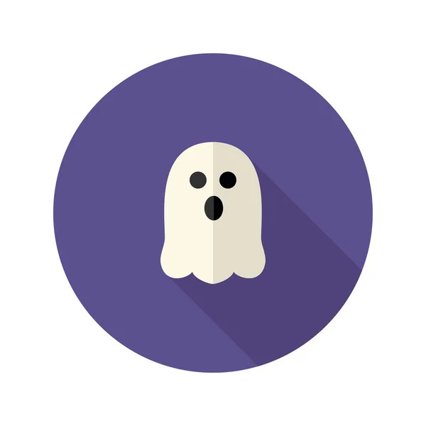 White Scary Ghost Flat Icon — Stock Vector