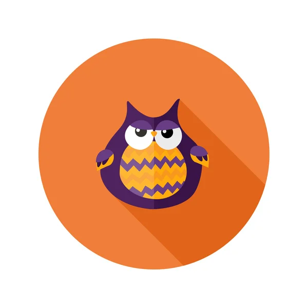 Halloween Owl Flat Icon over Orange — Stock Vector