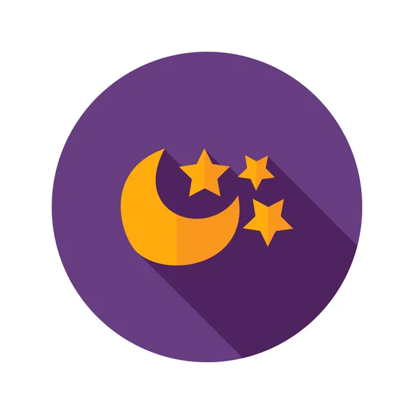 Księżyc z płaskim ikona trzy gwiazdy — Wektor stockowy