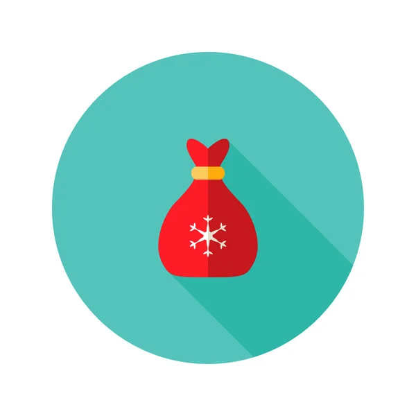 Christmas Bag with Snowflake Flat Icon — Stock Vector