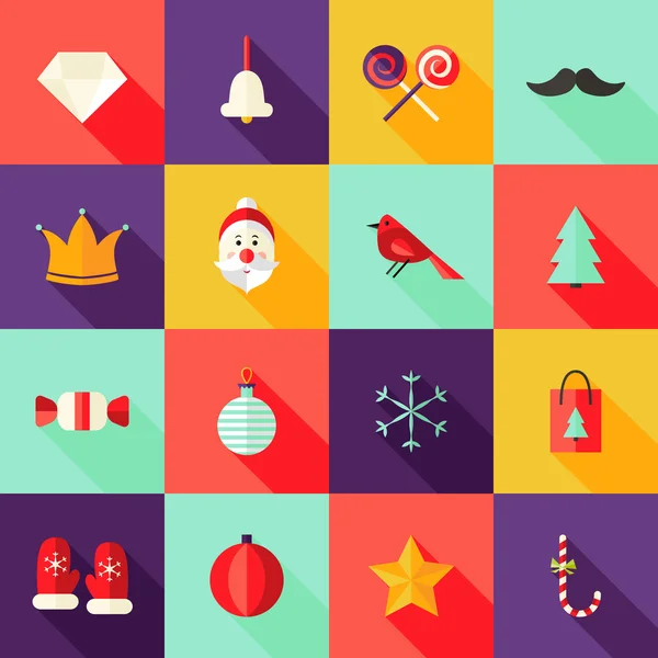 Natal quadrado ícones planos Set 1 —  Vetores de Stock
