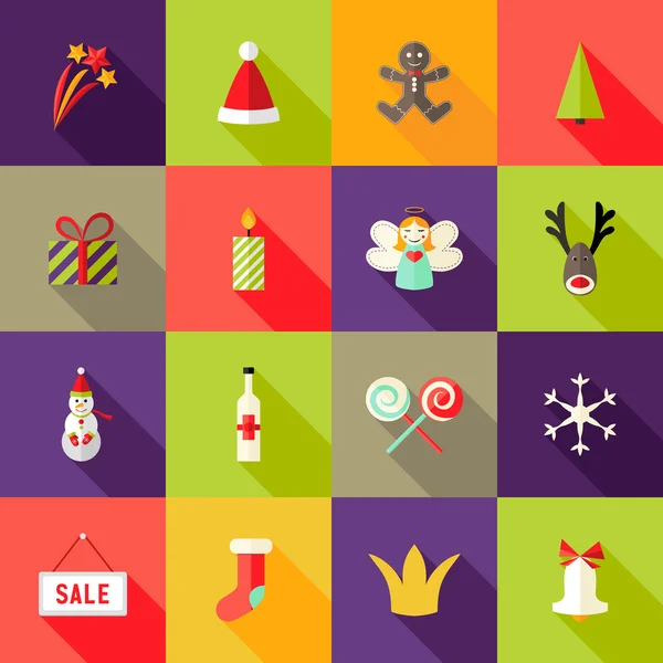 Christmas Square Flat Icons Set 3 — Stock Vector
