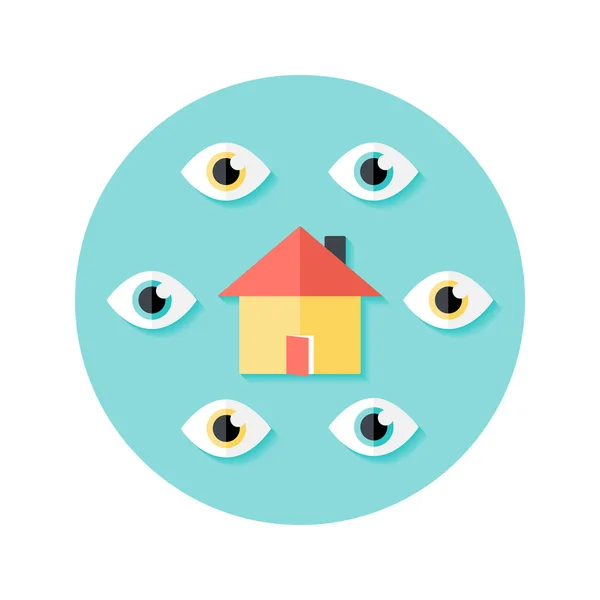 Open House Circle Icono plano — Vector de stock