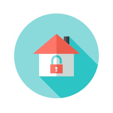 Asma kilit daire düz simgesi olan açık ev