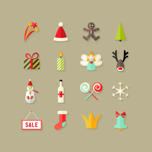 Kerstmis platte Icons Set 3 — Stockvector