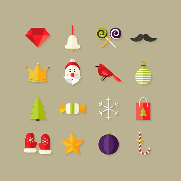 Set di icone piatte di Natale 1 — Vettoriale Stock