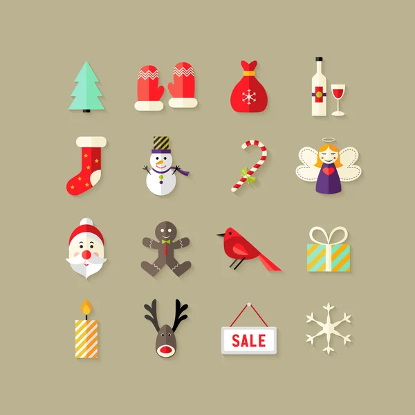 Kerstmis platte Icons Set 4 — Stockvector