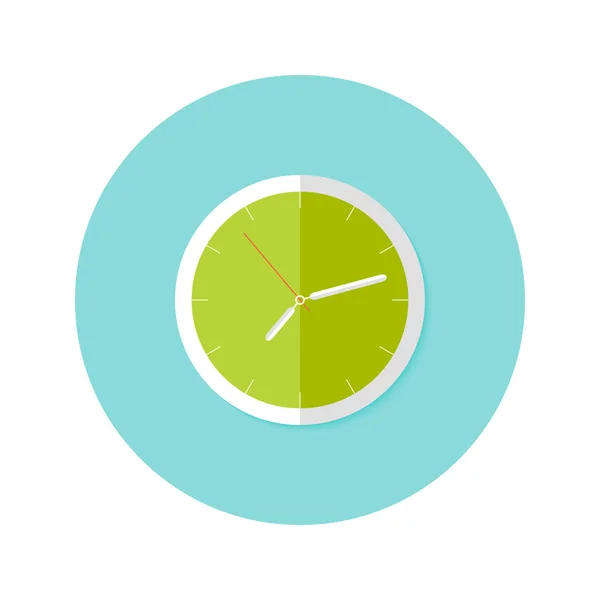 Reloj círculo plano icono sobre azul — Vector de stock