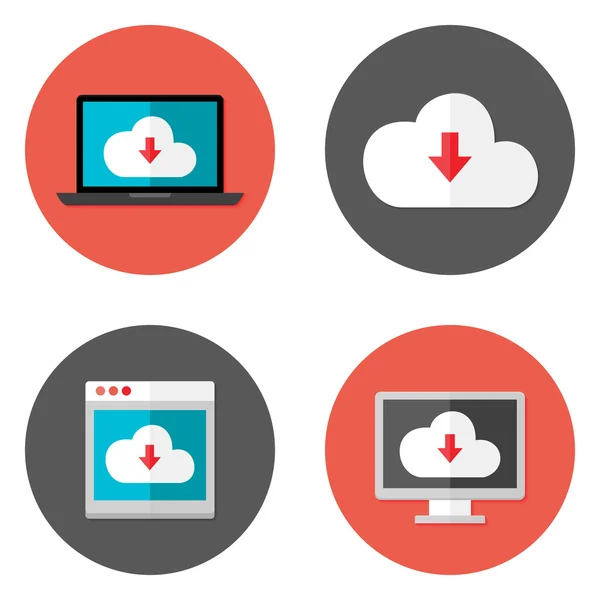 Cloud Services Flat Icons Set — Stock Vector