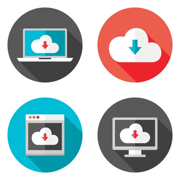 Cloud Services Flat Icons with Shadows Set — Stock Vector