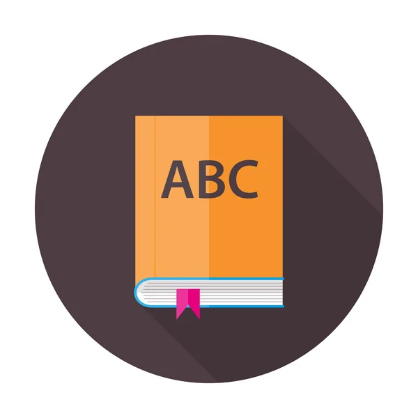 English Lesson Book Flat Circle Icon — Stock Vector