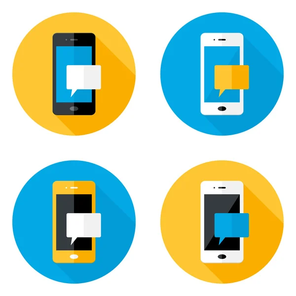 Mobiele bericht cirkel platte Icons Set — Stockvector
