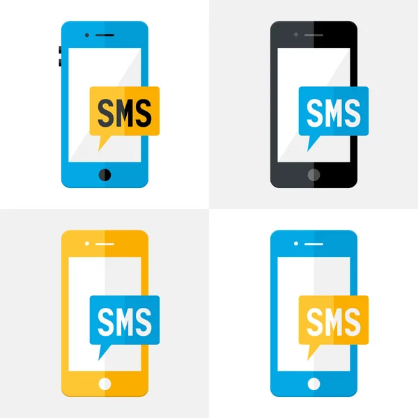 SMS Mobile Flat Set — Stock Vector