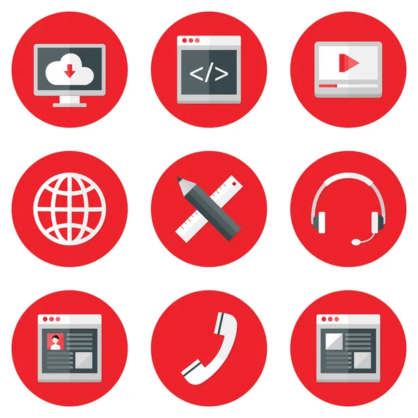 Website Icons Set over Red — Stock Vector