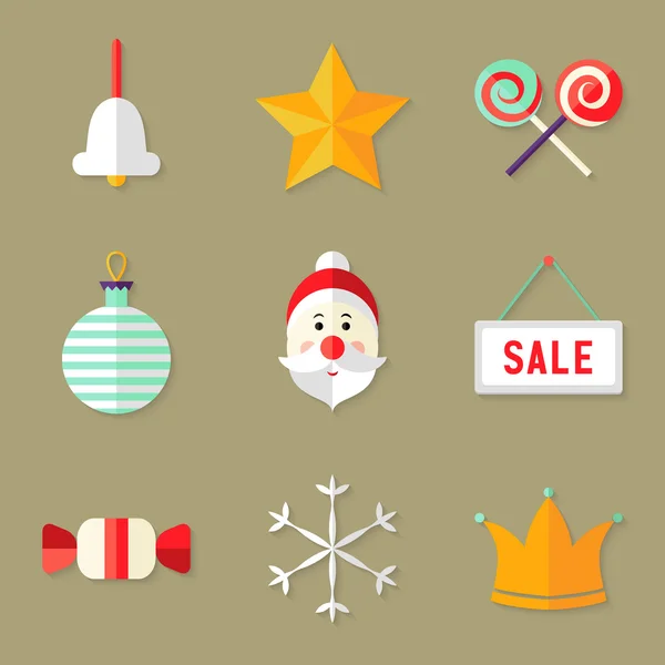 9 Conjunto de iconos de Navidad 1 — Vector de stock