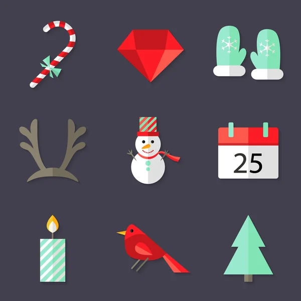 9 Conjunto de iconos de Navidad 3 — Vector de stock