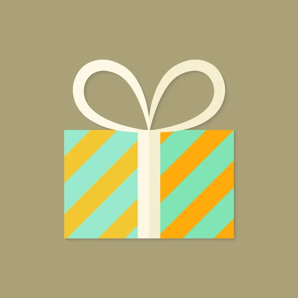 줄무늬 크리스마스 선물 상자 플랫 아이콘 — 스톡 벡터
