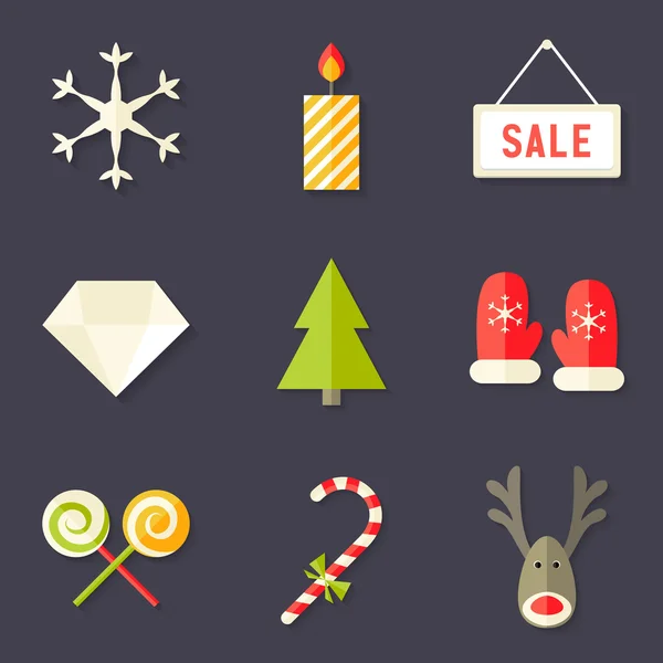 9 Conjunto de iconos de Navidad 7 — Vector de stock