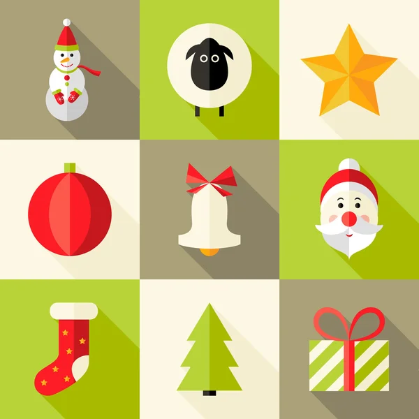 9 Christmas Flat Icons Set 8 — Stock Vector