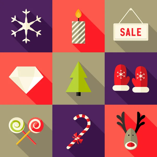 9 Christmas Flat Icons Set 7 — Stock Vector