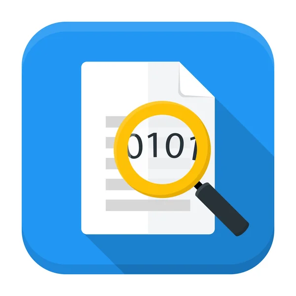 Documento magnificación icono de la aplicación con sombra larga — Vector de stock
