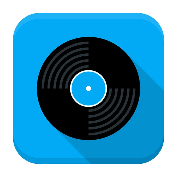 Música vinil disco plana app ícone com sombra longa — Vetor de Stock