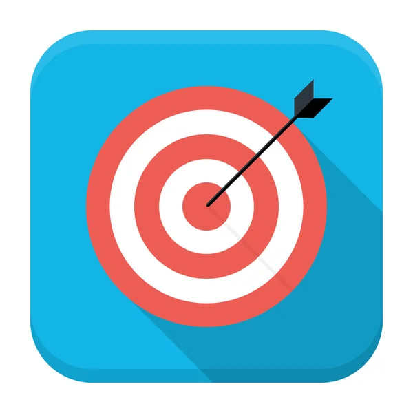 Objetivo con flecha icono de aplicación plana con sombra larga — Vector de stock
