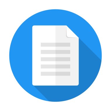 Document flat circle icon with long shadow