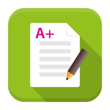 Exam preparation app flat icon with long shadow