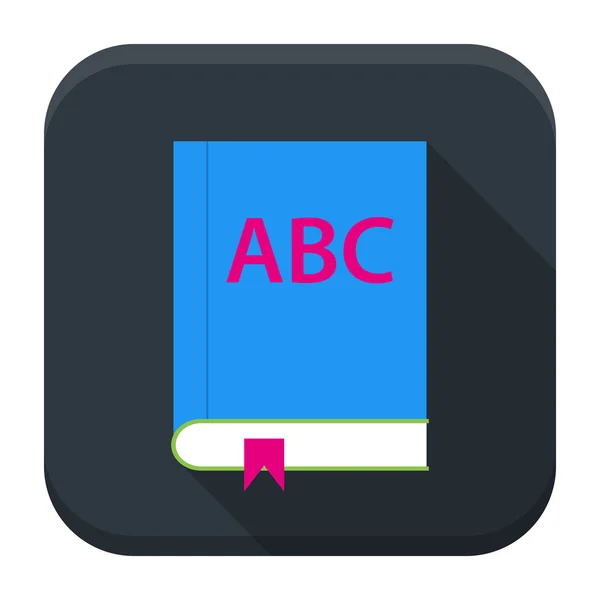 Ícone de aplicativo de livro inglês ABC com sombra longa —  Vetores de Stock