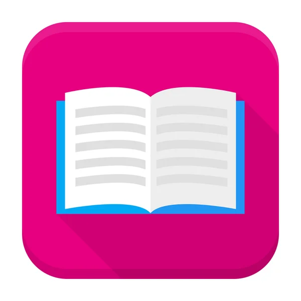 Abrir libro icono de la aplicación con sombra larga — Vector de stock