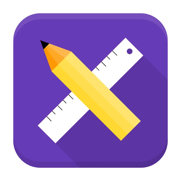 Icona dell'app Matita e righello con ombra lunga — Vettoriale Stock