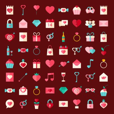 Sevgililer günü düz stil simgeler