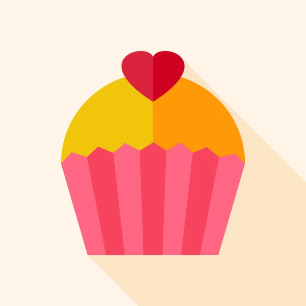 Cupcake avec coeur — Image vectorielle