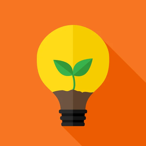 아이디어 램프 내부 식물 성장 — 스톡 벡터